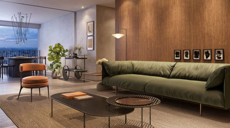 Esquina Pinheiros - Living apartamento 96m² 