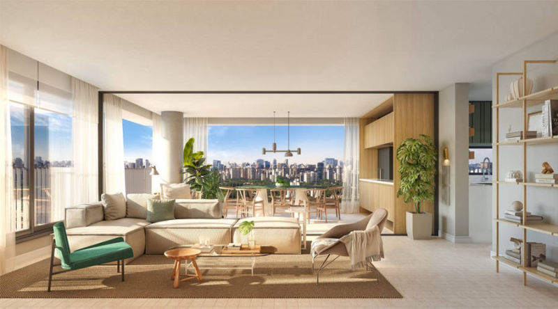 Esquina Pinheiros - Living apartamento 134m² 