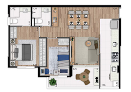 Planta 64m²