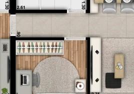 Planta 2 dorm. 69m²