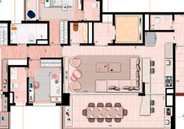 Planta 3 suítes - 163m²