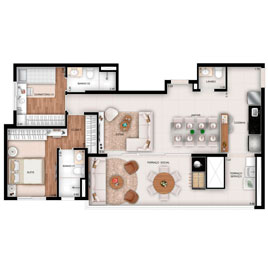 The Address Vila Carrão - Planta 90m² - 2 dorm