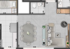 upside Paraíso - Planta 108m²