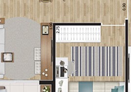 Planta 2 dorm. 50m²